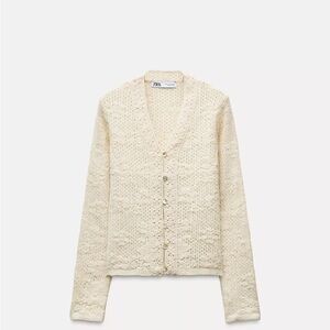 Zara Women's Cream Knit Cardigan
